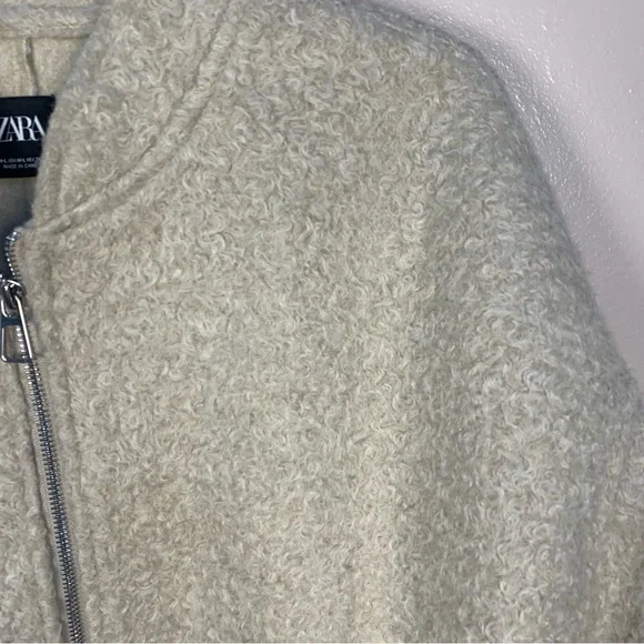 Zara Boucle Oversized Bomber Jacket Zipper - Picture 4 of 13